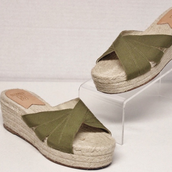STUBBS & WOOTEN Shoes - Spain Ribbed Silk Wedge Espadrille Heel Sandals 38